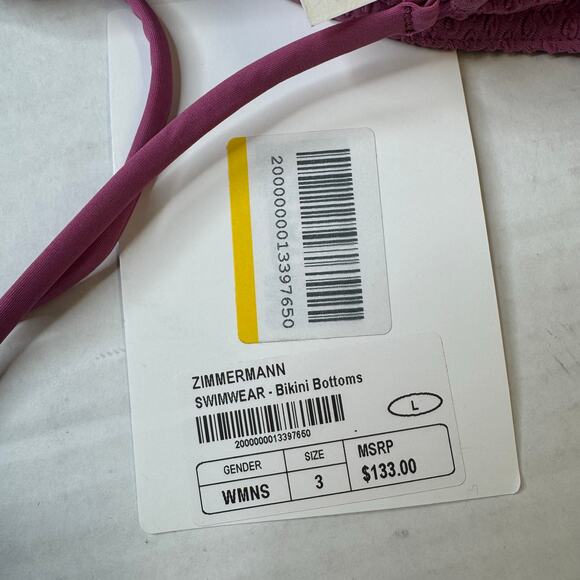 Zimmermann Cloqué Low-Rise Bikini Briefs in Purple NWT Size 3 / US 8-10 Large - Picture 8 of 9